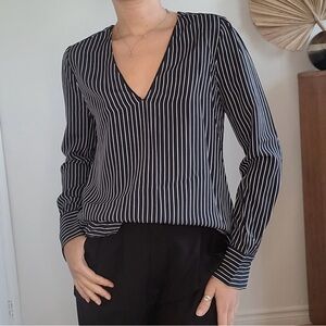 Massimo Dutti black and white stripe flowy blouse , size 6